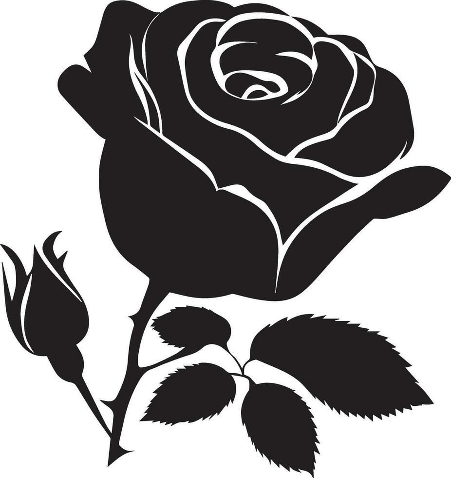 Rose With Bud vector silhouette illustration 27687275 Vector Art at ...