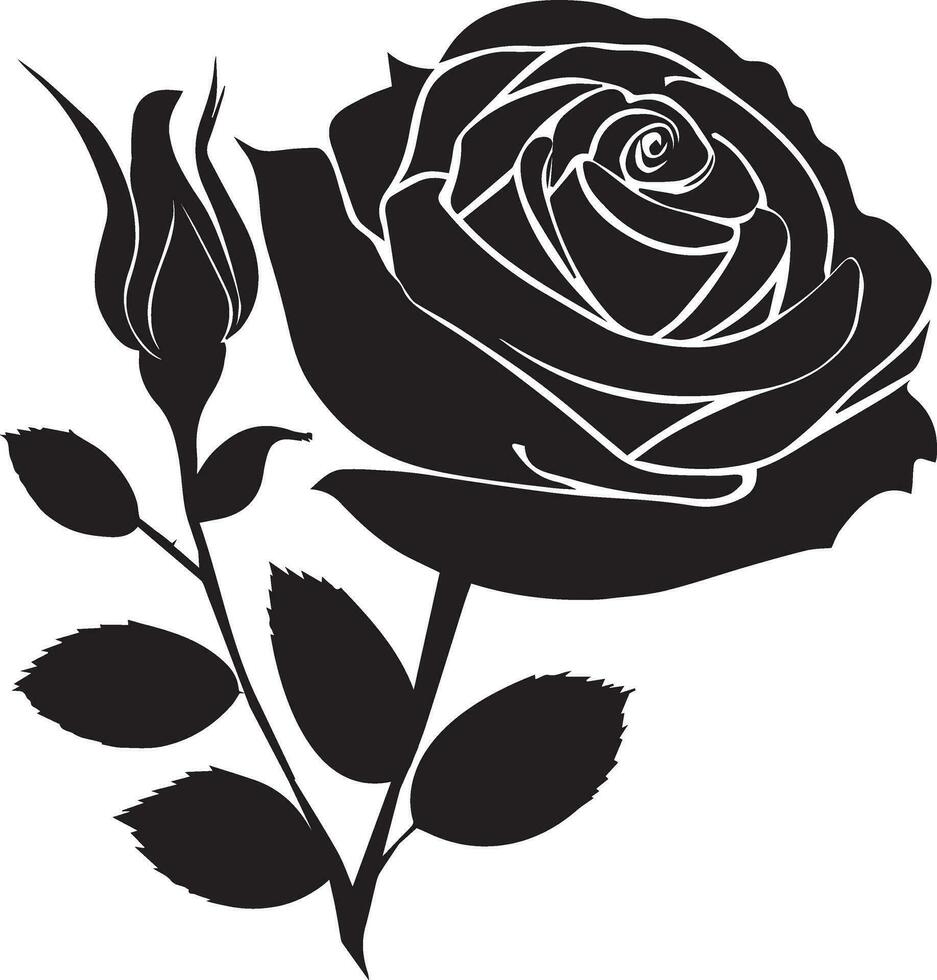 Rose With Bud vector silhouette illustration