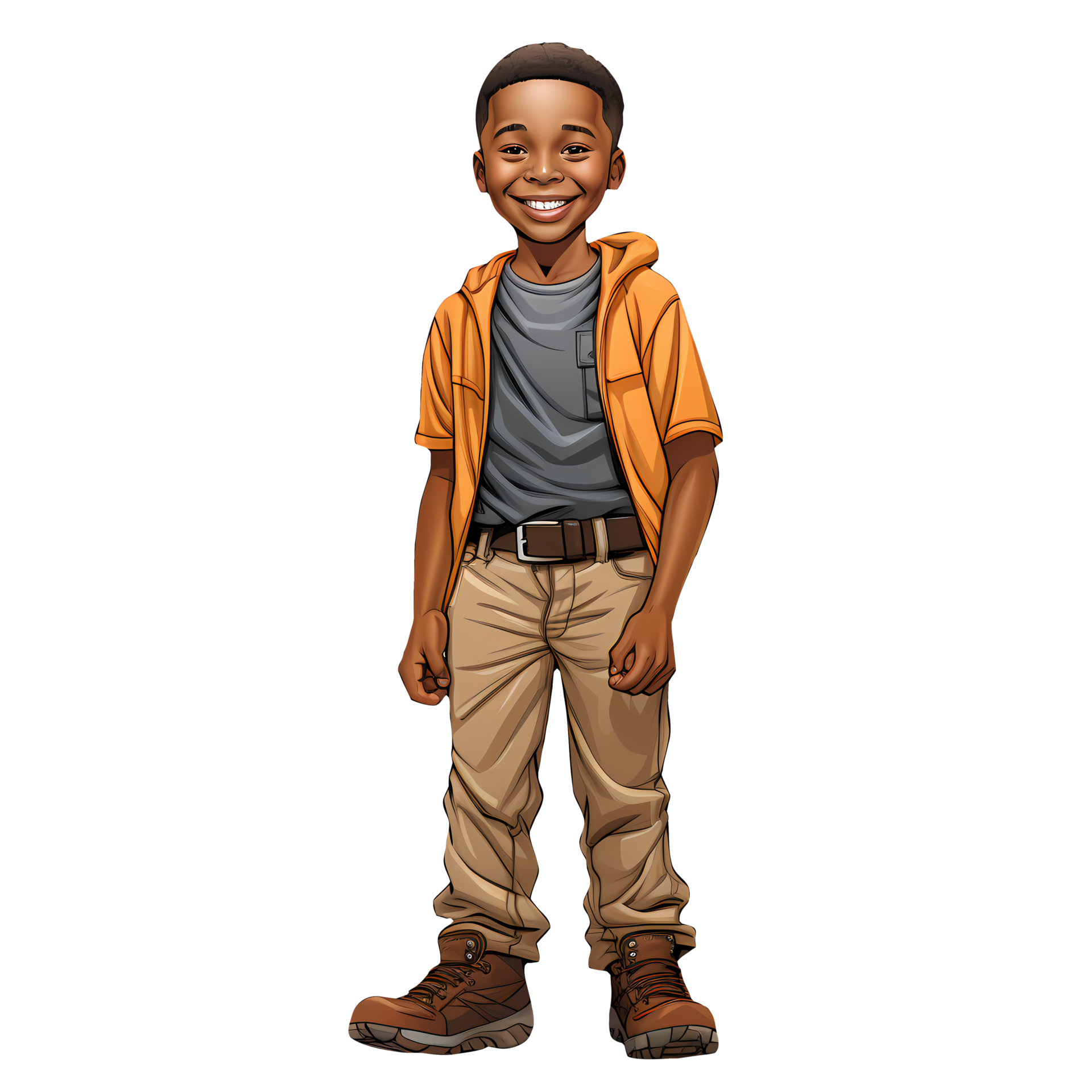 Preto Garoto africano americano clipart ilustração ai generativo