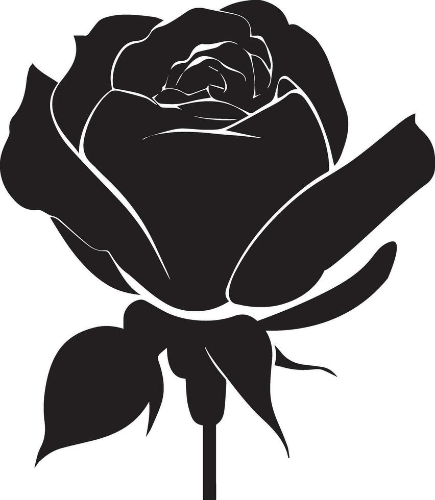 Rosa con brote vector silueta ilustración