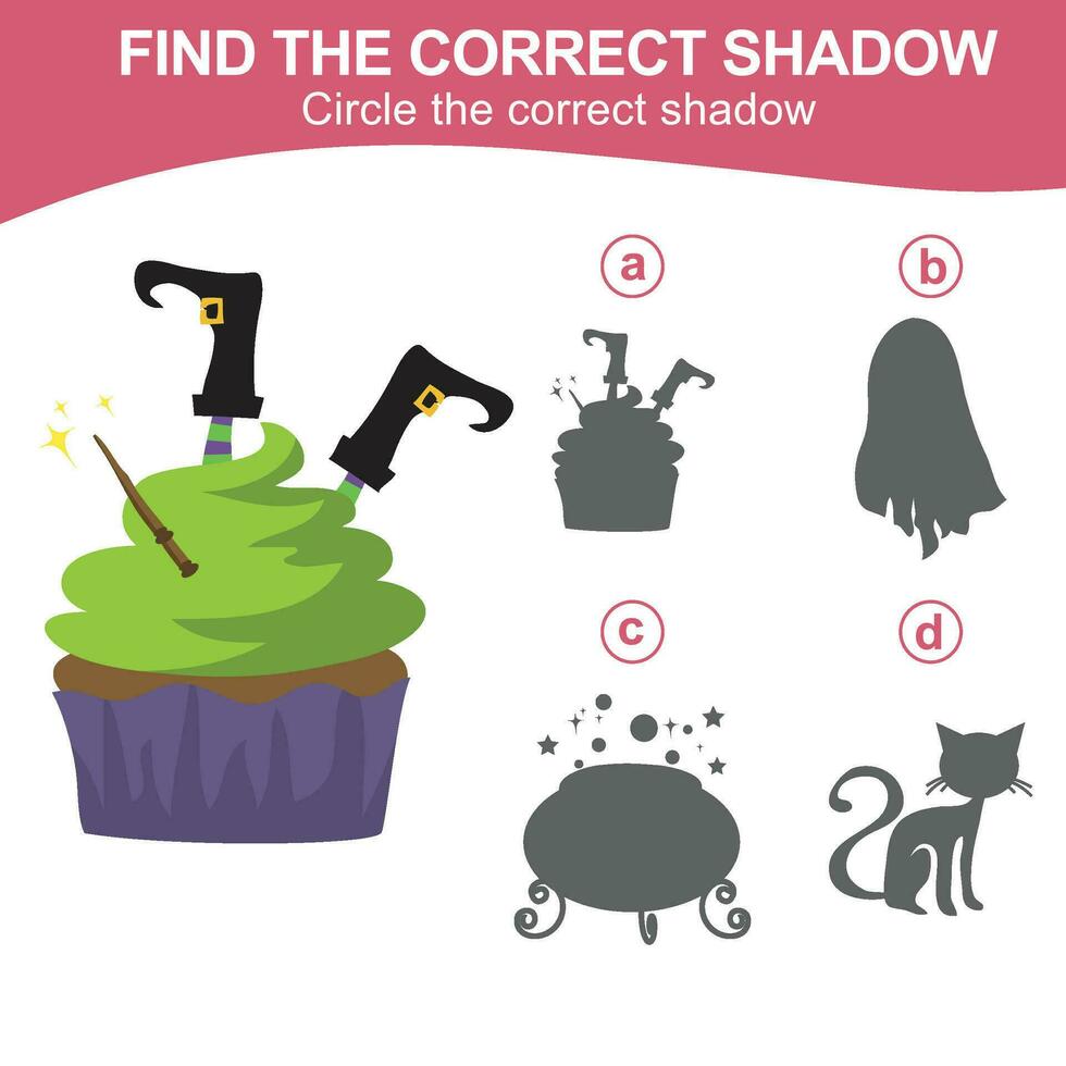 Find the correct shadow. Match the image with the shadow. Worksheet for kid. Educational printable worksheet vector