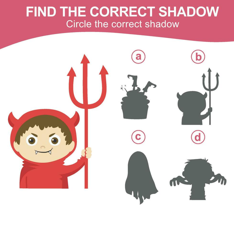 Find the correct shadow. Match the image with the shadow. Worksheet for kid. Educational printable worksheet vector