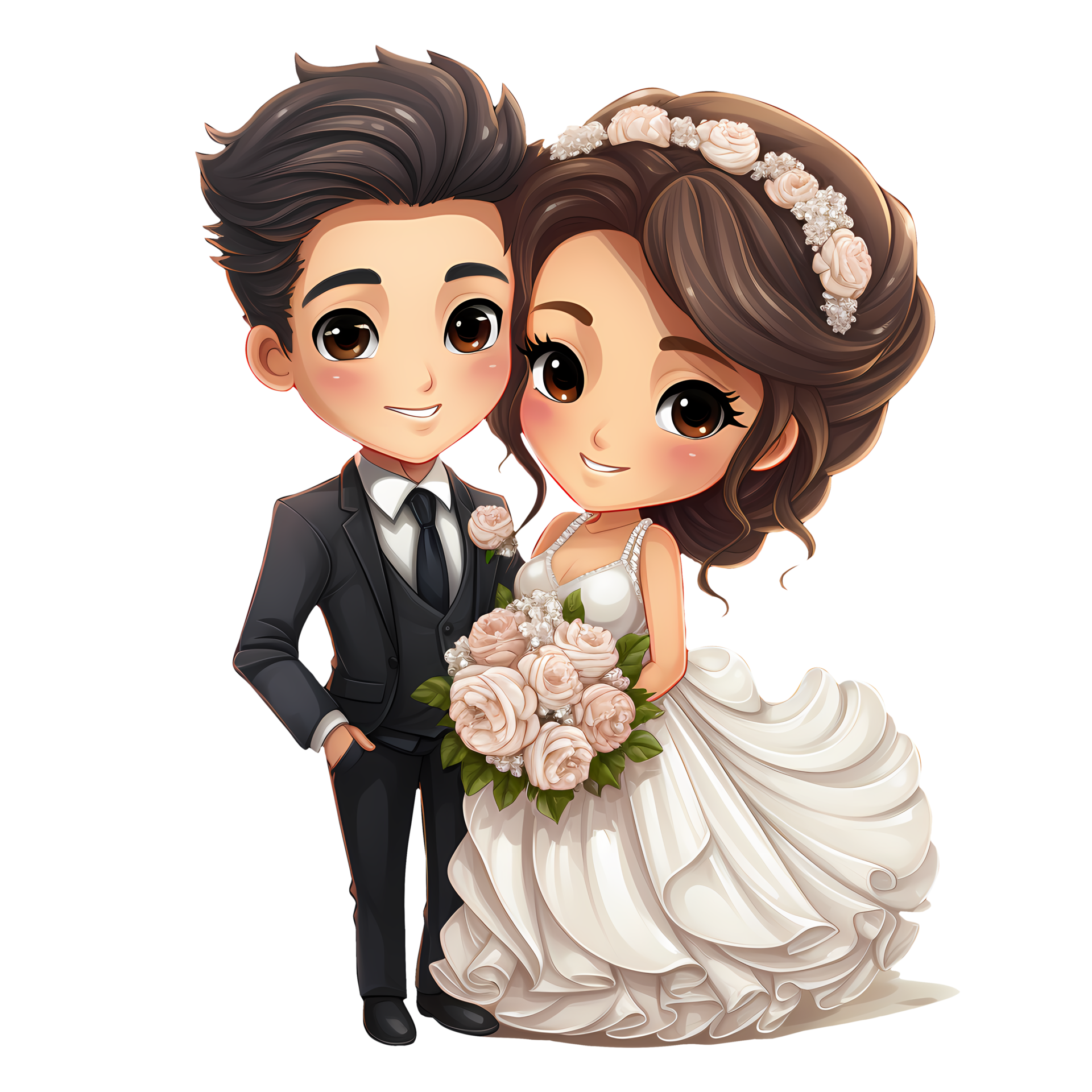 Cute Couple Wedding Clipart Illustration AI Generative 27687680 PNG