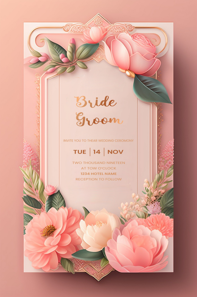 mooi modern bloemen minimalistische bruiloft uitnodiging sjabloon psd
