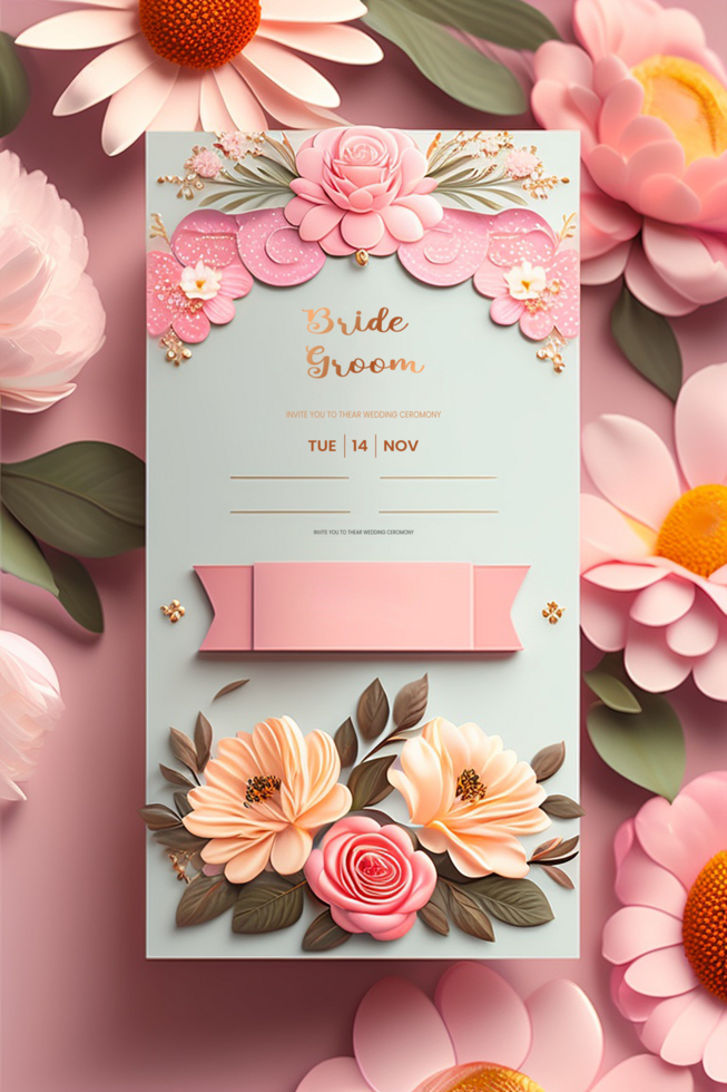 schön modern Blumen- minimalistisch Hochzeit Einladung Vorlage psd