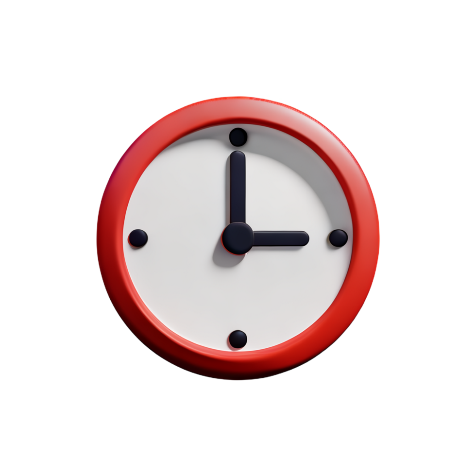 a red and white clock on a transparent background png