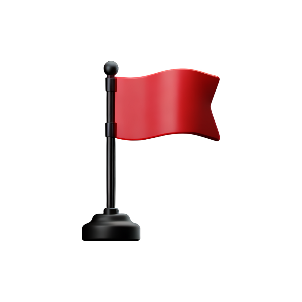 red flag on a black pole isolated on transparent background png