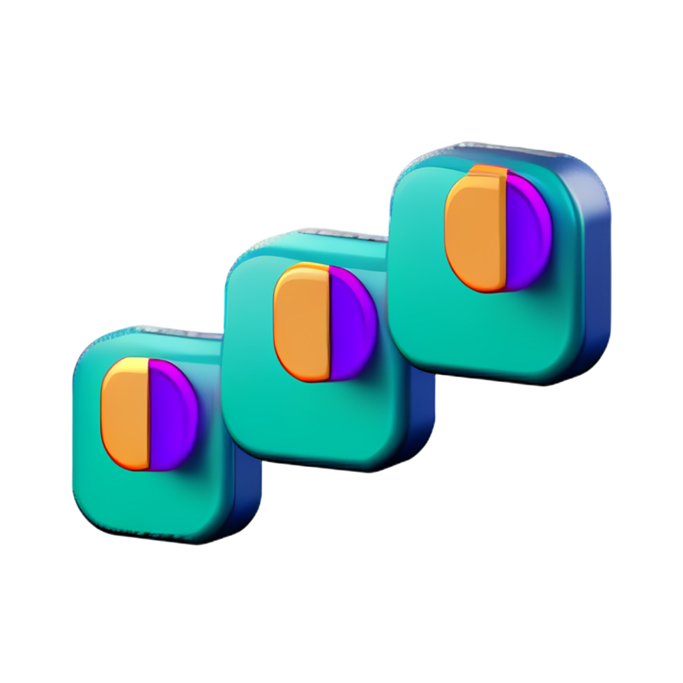 three colorful buttons on a transparent background png