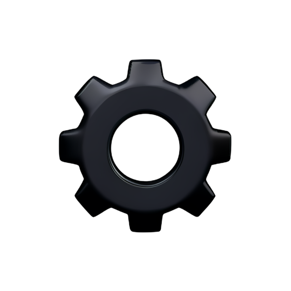 a black gear wheel on a transparent background png