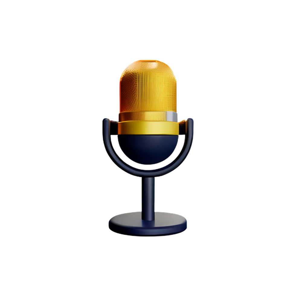 a microphone on a stand with a yellow light png