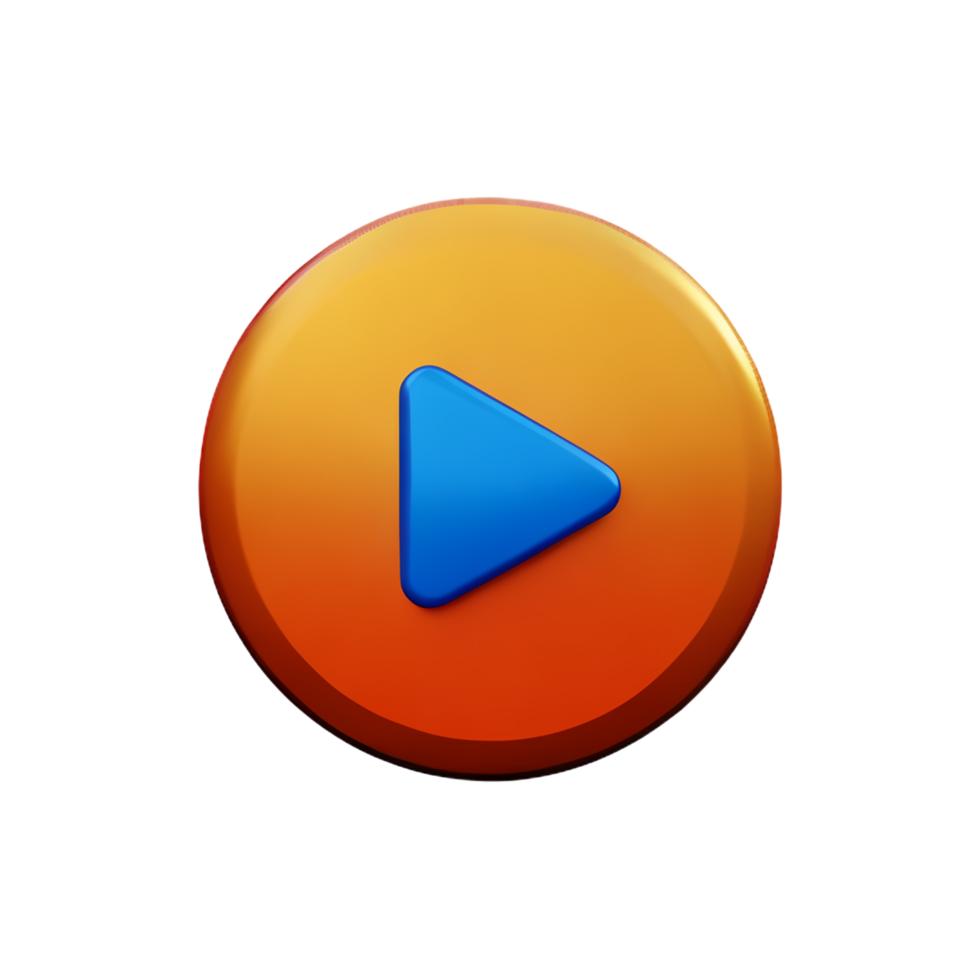 an orange play button with a blue arrow png