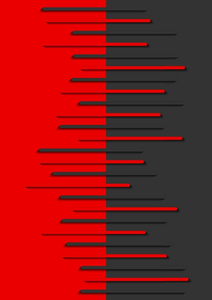 Red and black minimal flat background with paper stripes vector