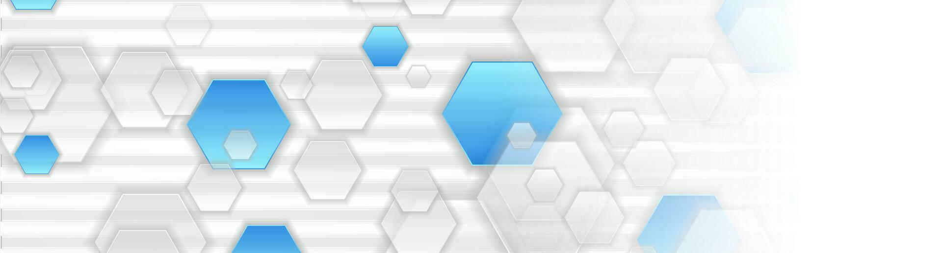 Blue and grey hexagons abstract tech background vector