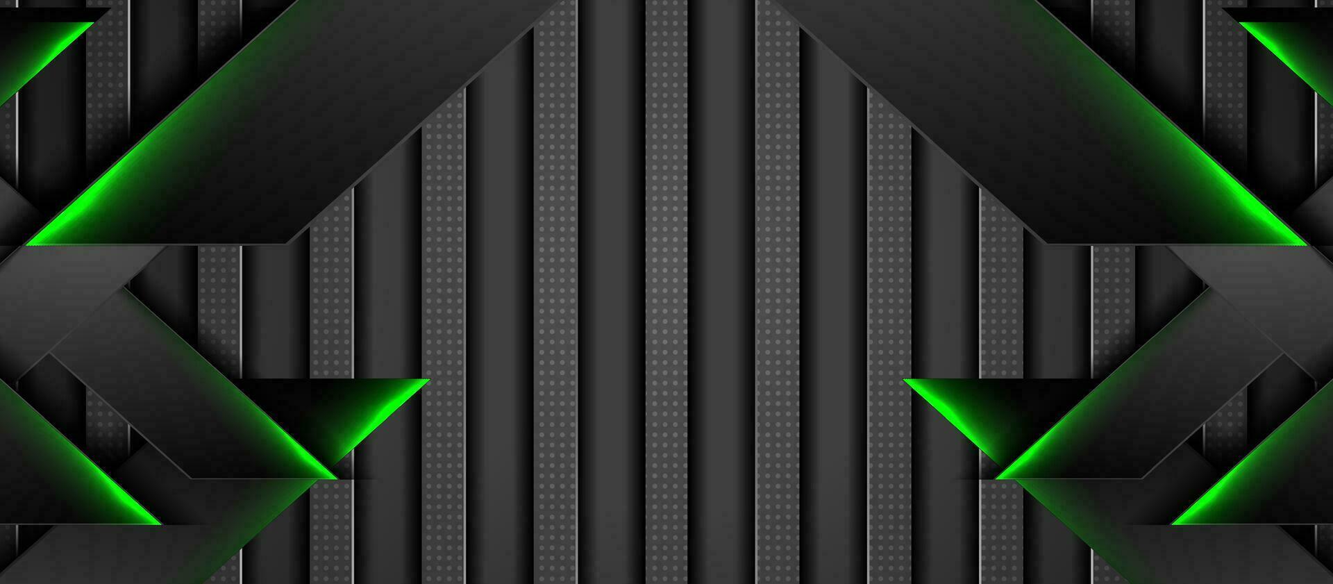 Black and green glowing neon abstract hi-tech background vector