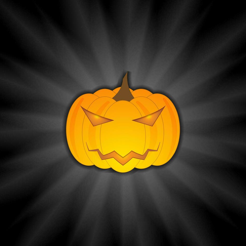 Orange Halloween pumpkin and smooth rays abstract background vector