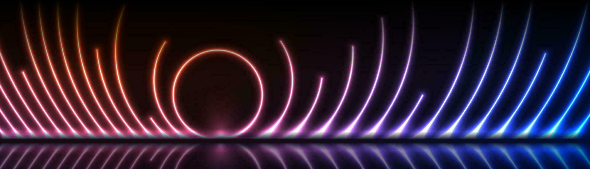 Glowing neon laser circles technology background vector