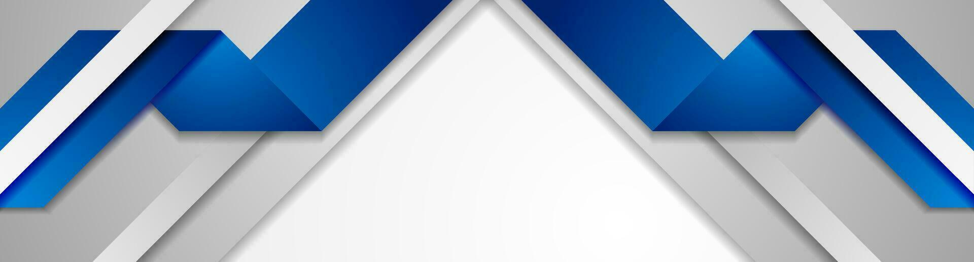 Blue and grey geometric paper abstract banner vector