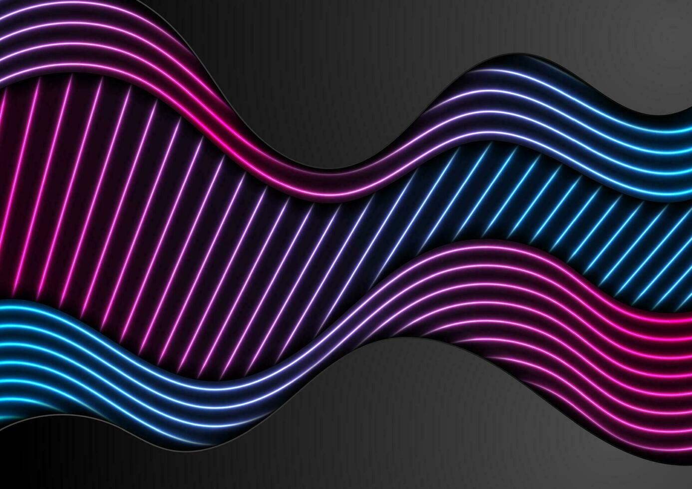 Abstract background with black corporate waves and neon laser lines vector