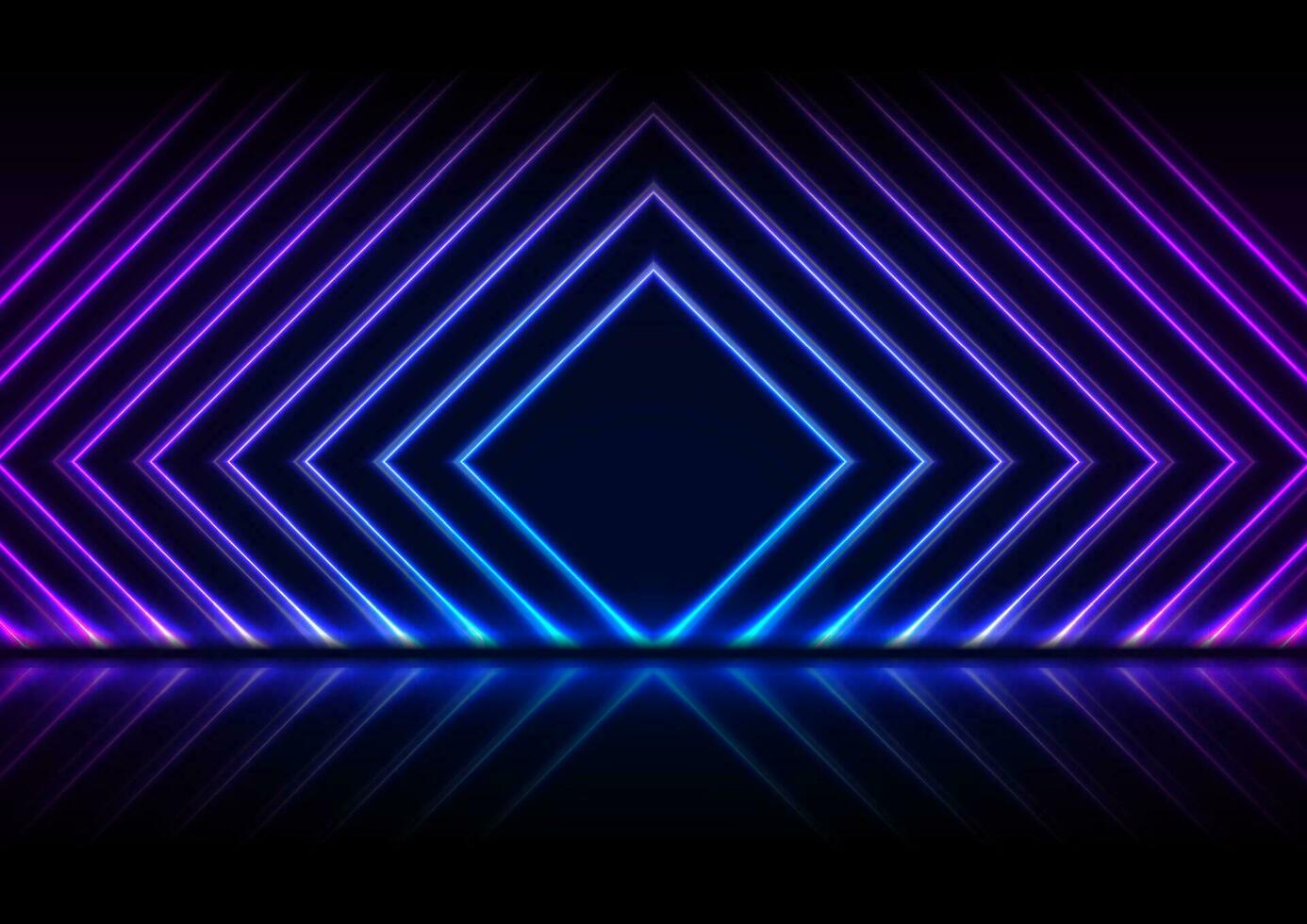 Blue purple neon laser squares technology background vector