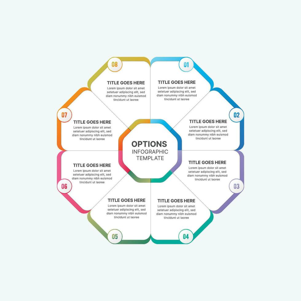 circulo redondo negocio infografía diseño modelo con 8 opciones vector