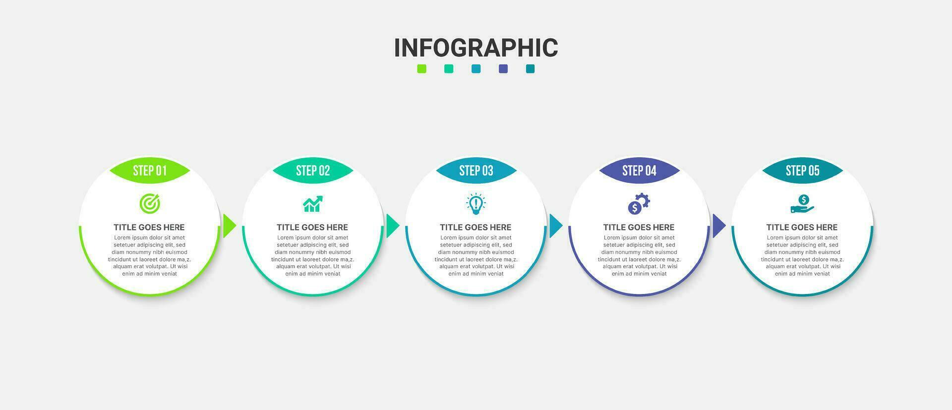 5 Steps Options Circle Timeline Business Infographic Template Design vector