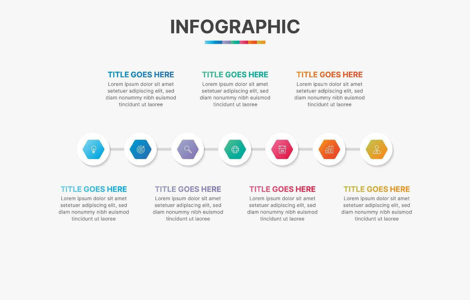 7 Steps Options Timeline Business Infographic Template Design vector