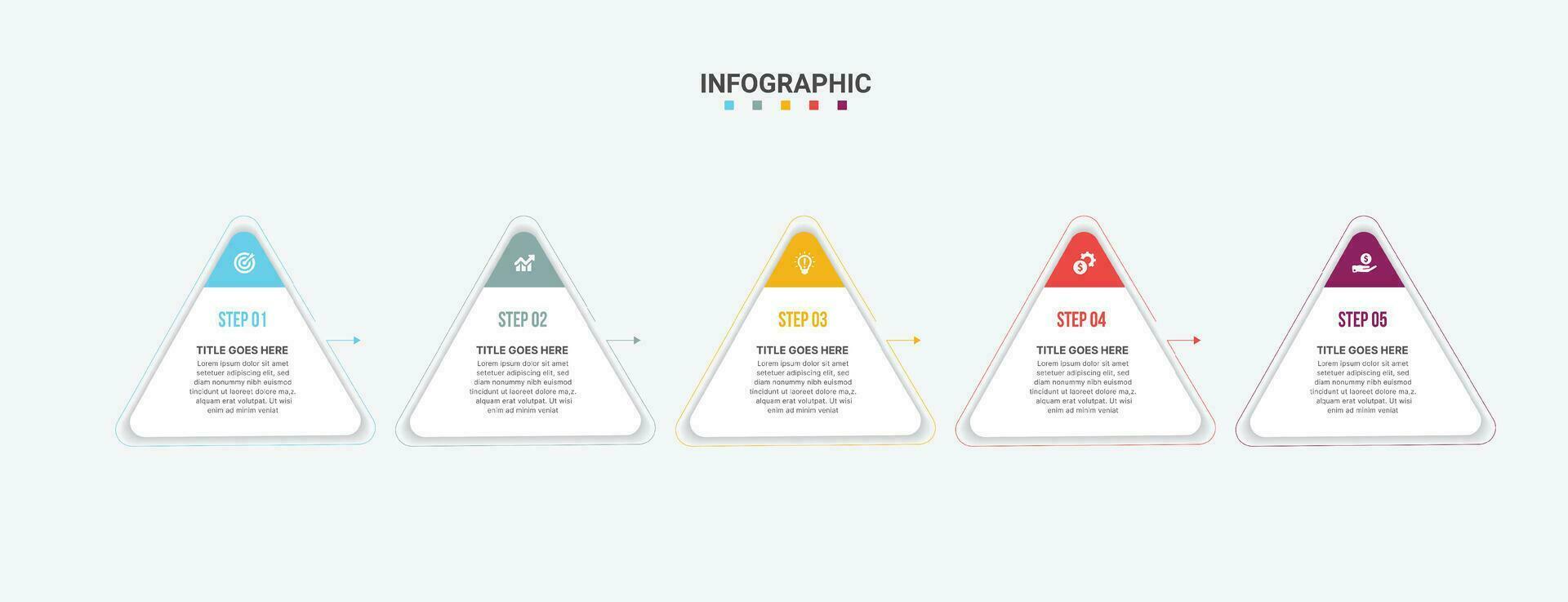 Five 5 Steps Options Arrow Business Infographic Template Design vector