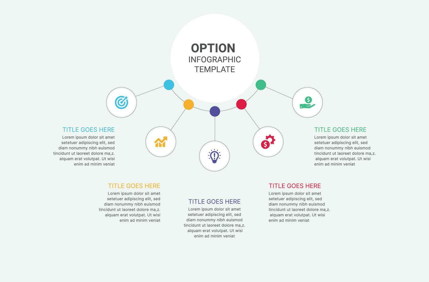 Five 5 Steps Options Circle Business Infographic Template Design vector