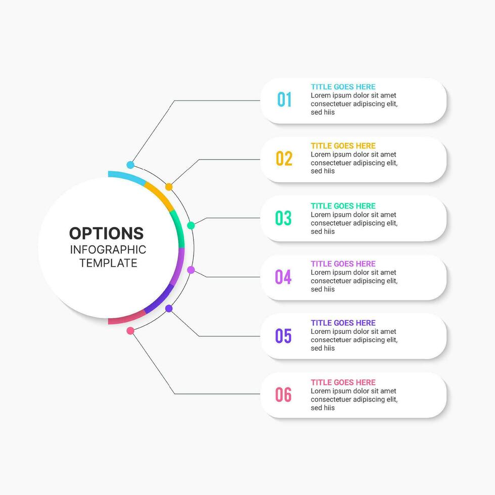 Six 6 Steps Options Circle Infographic Template Design vector