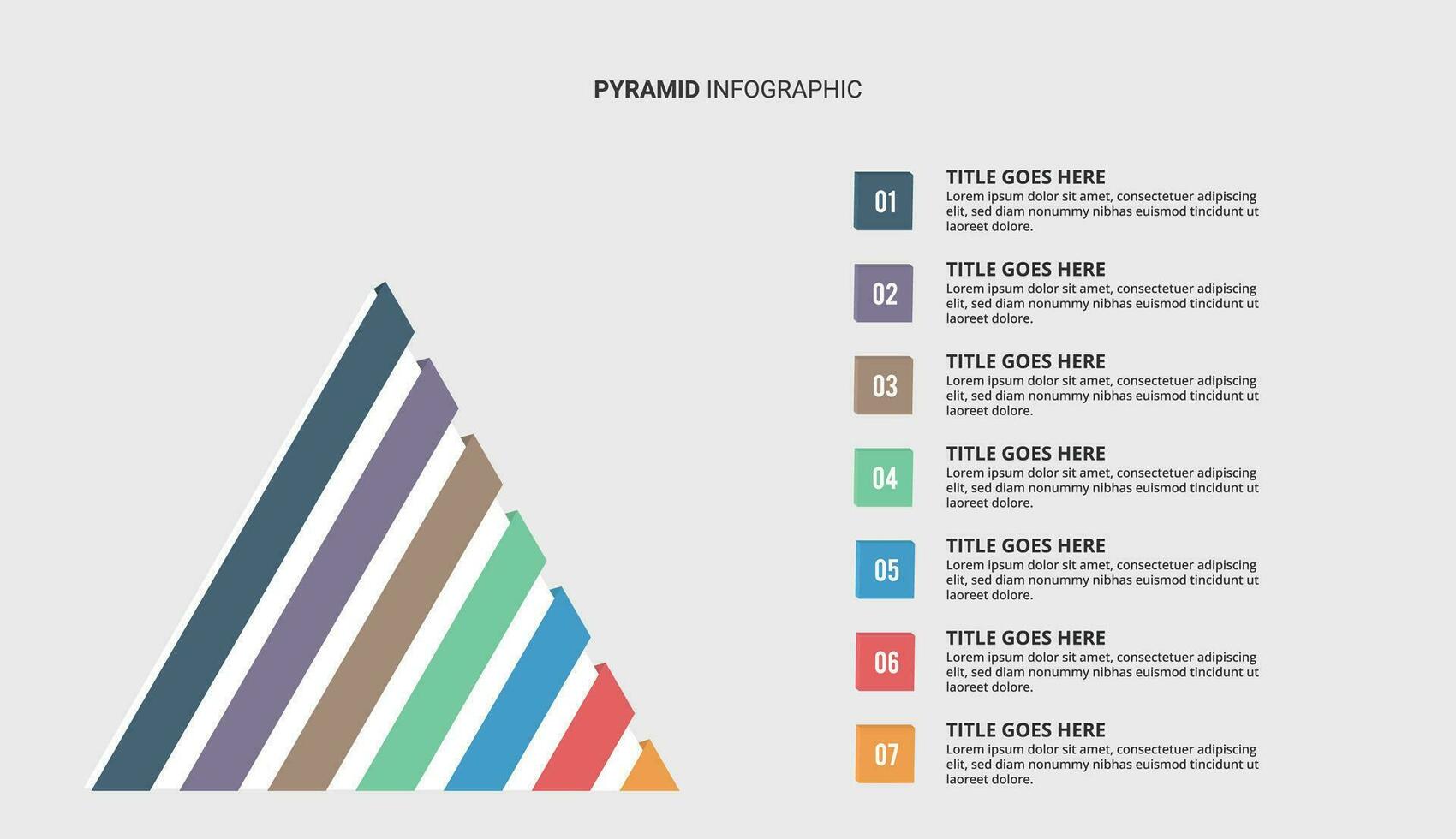 3d pirámide jerarquía infografía modelo diseño con 7 7 capas vector