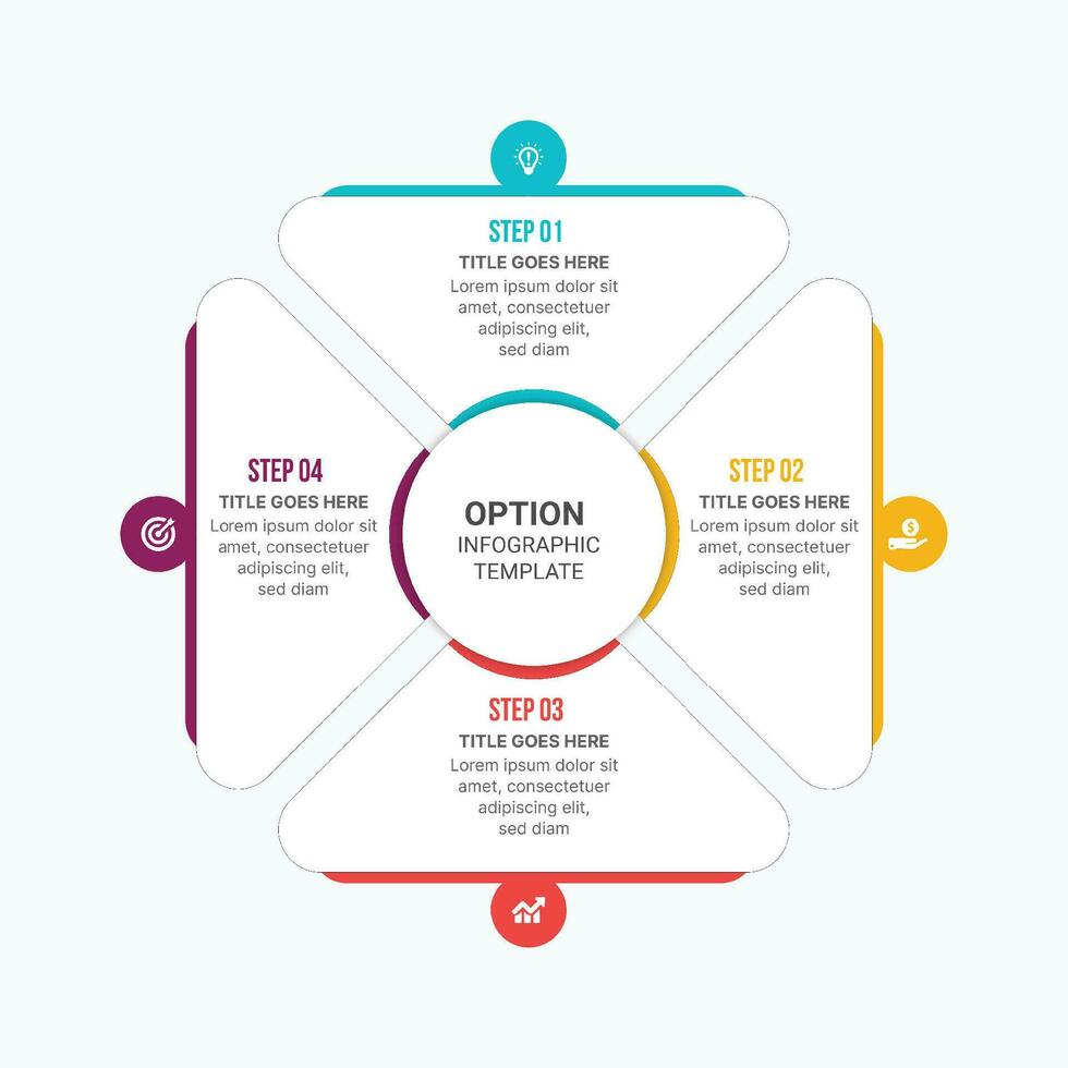 4 Options Steps Quarterly Timeline Infographic Template Design vector
