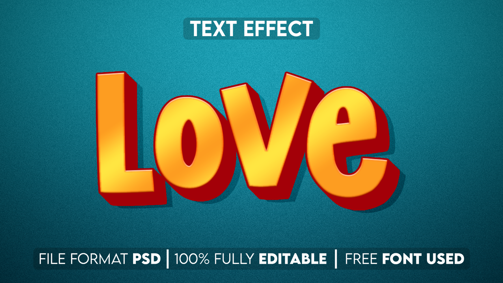 amour effet de texte modifiable 3d psd