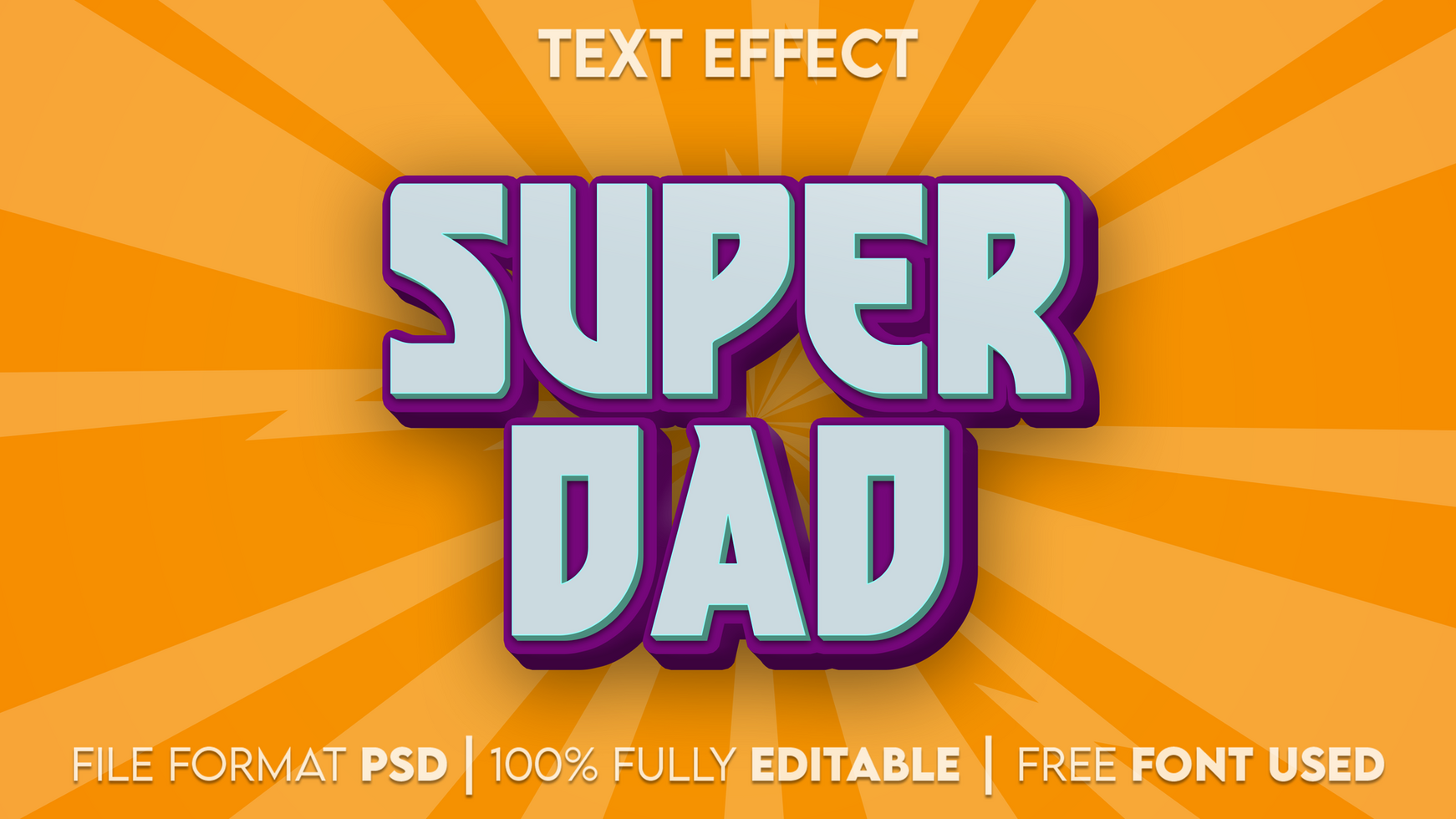 Super Dad text effect with yellow background psd