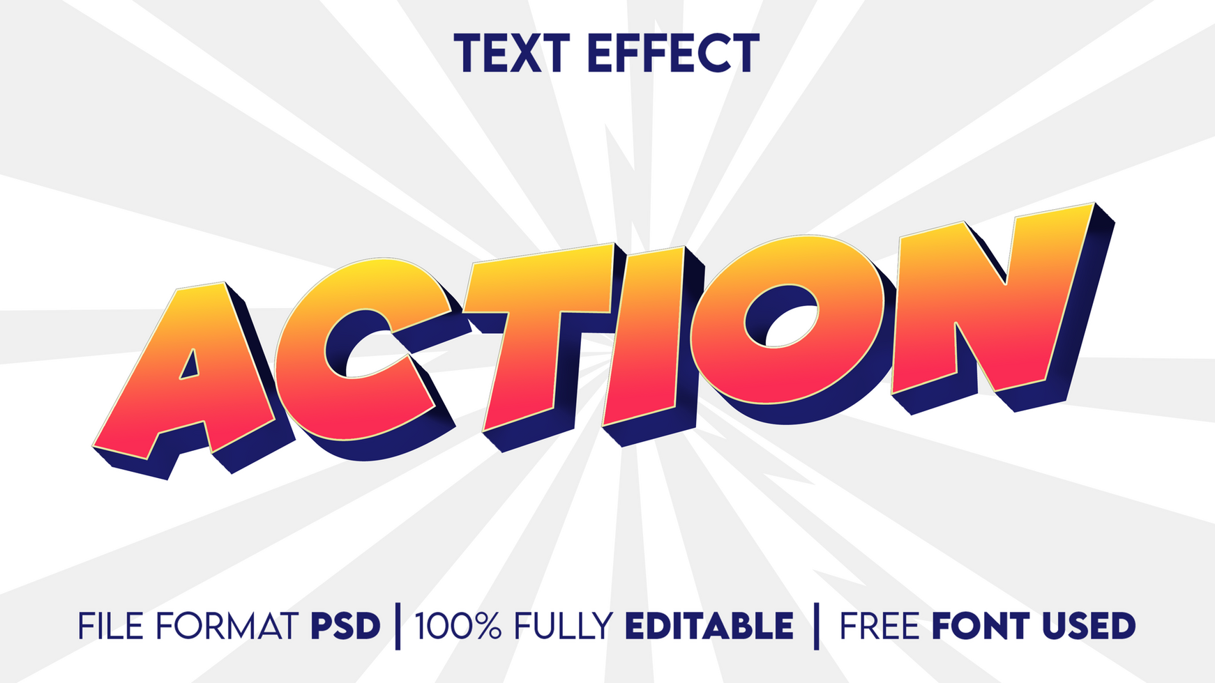 Action text effect with white background psd