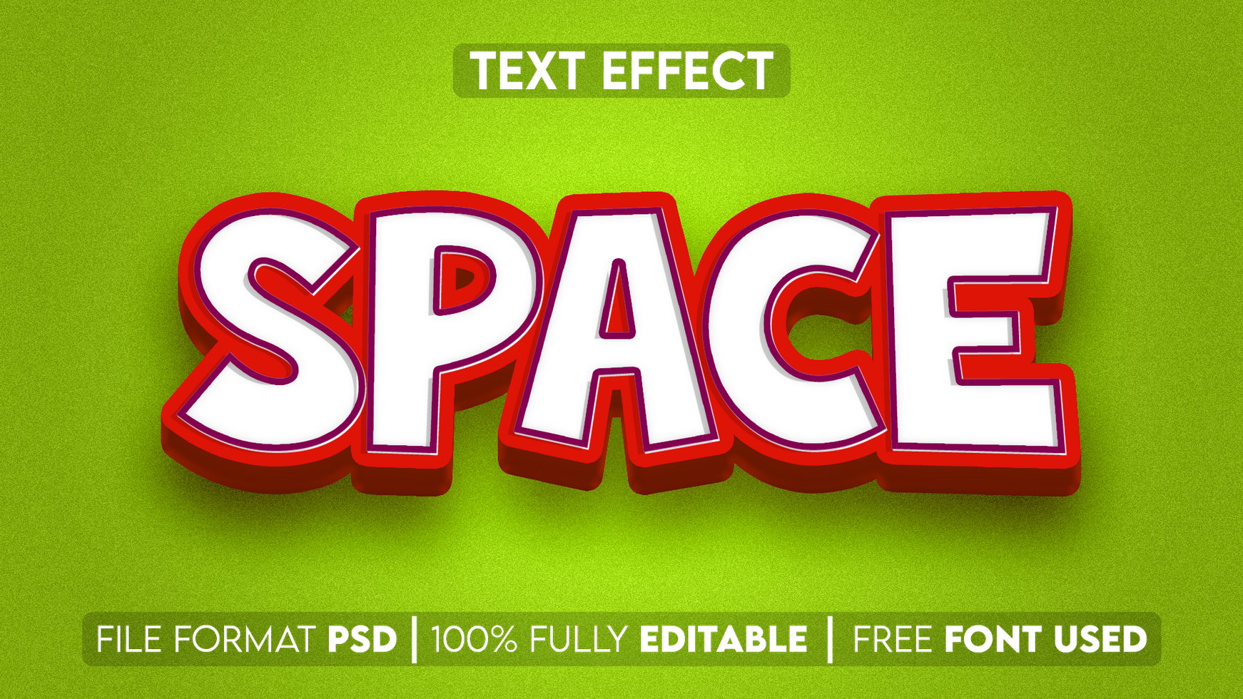 espaço 3d editável texto efeito psd