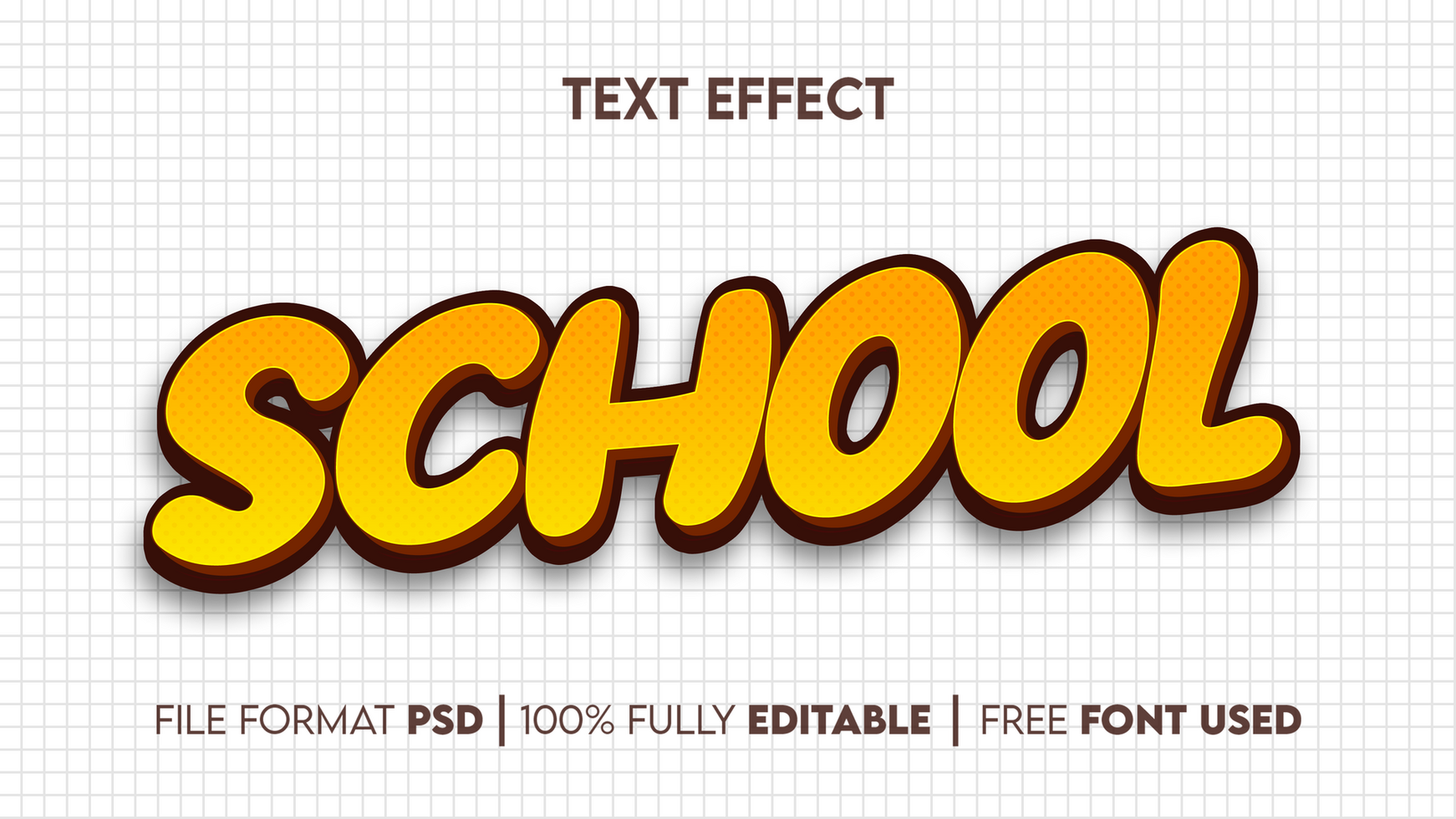 School text effect with whit background psd