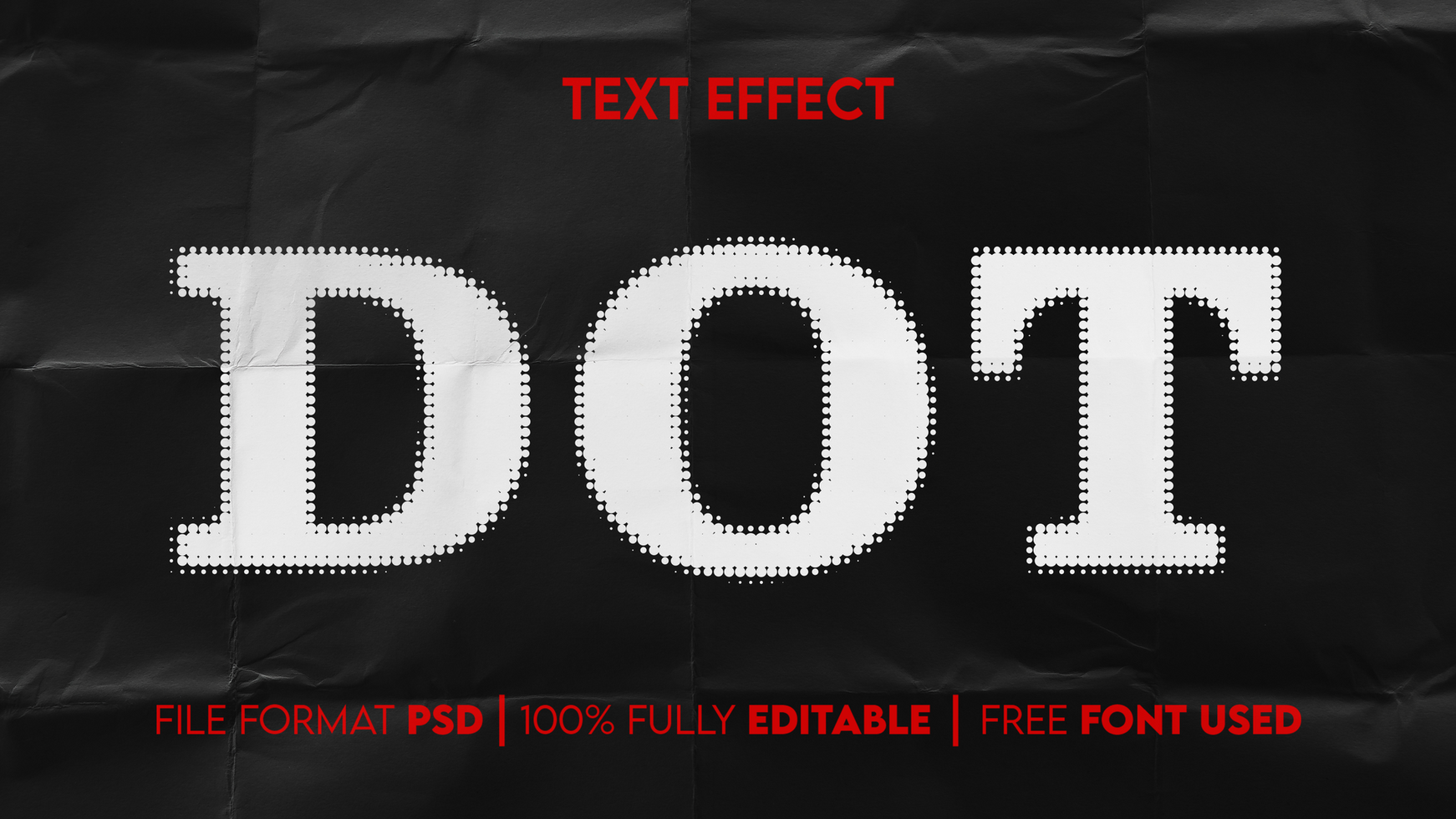 Dot text effect with black background psd