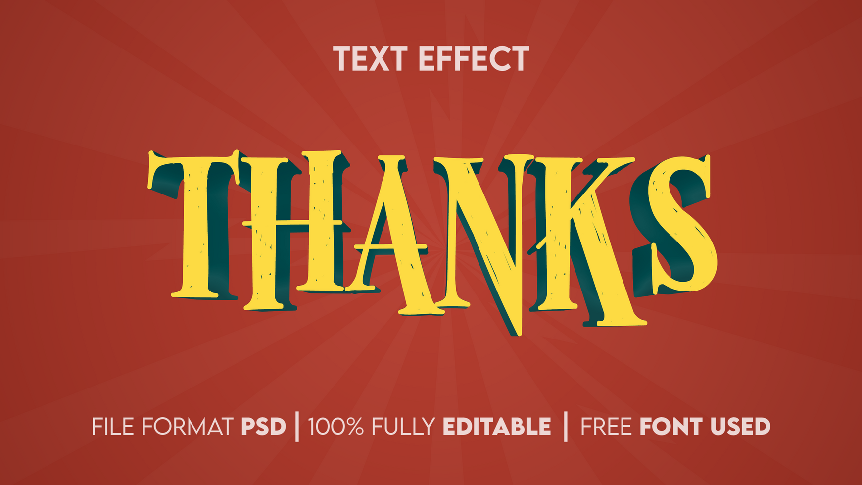 Thanks text effect with maroon background psd