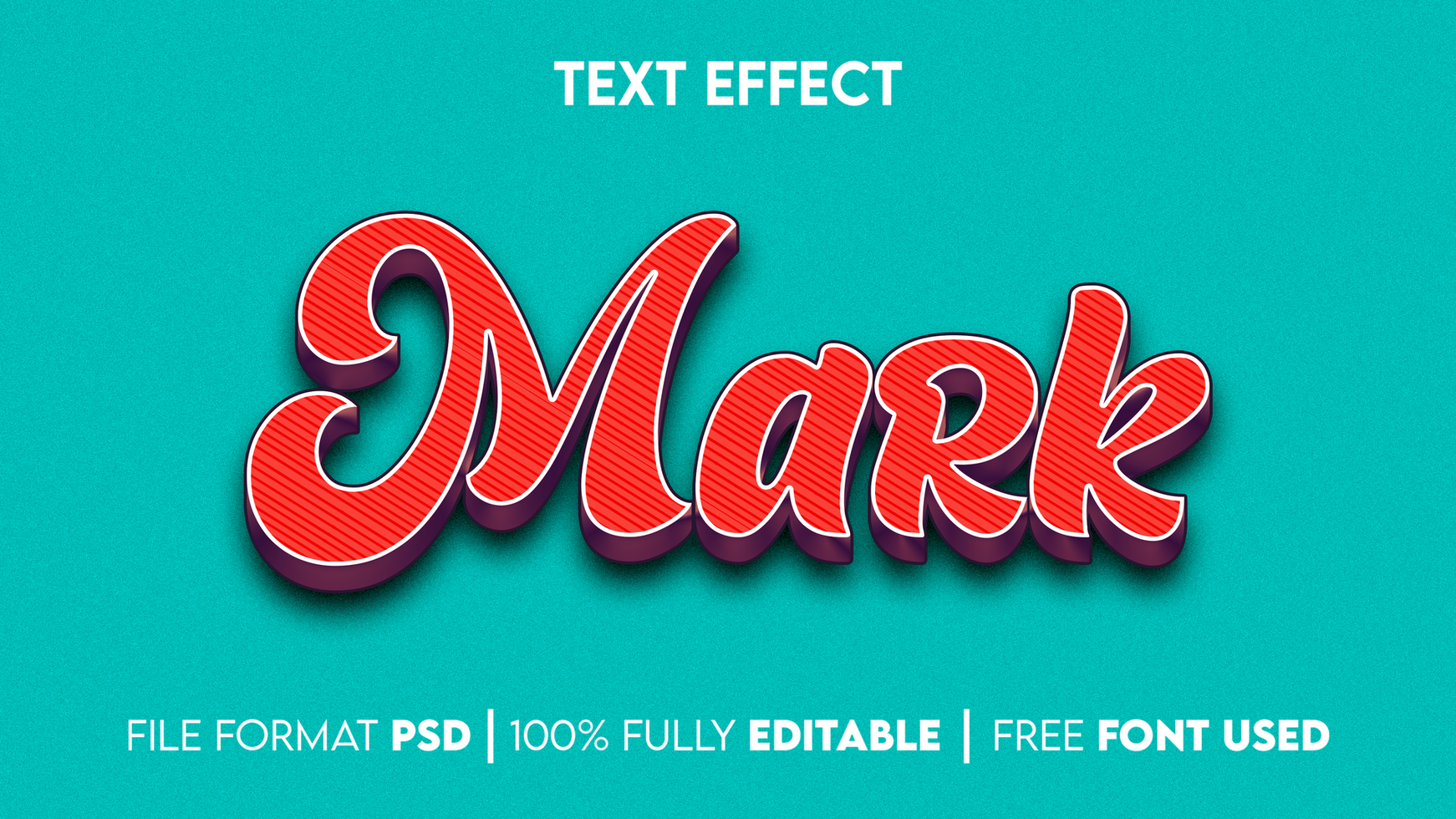 Mark editable text effect with Turquoise background psd