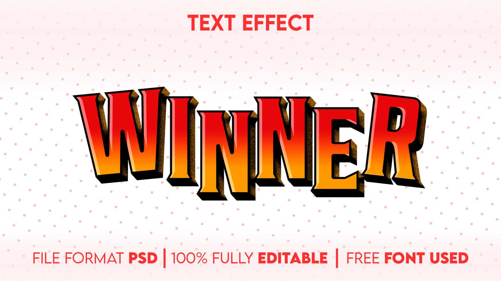 Winner text effect with white background psd