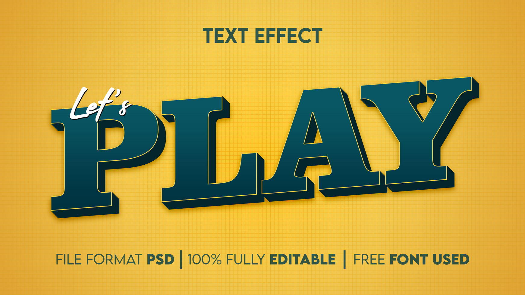 Play text effect with yellow background psd
