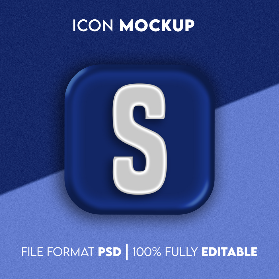 icon mockup with blue background psd