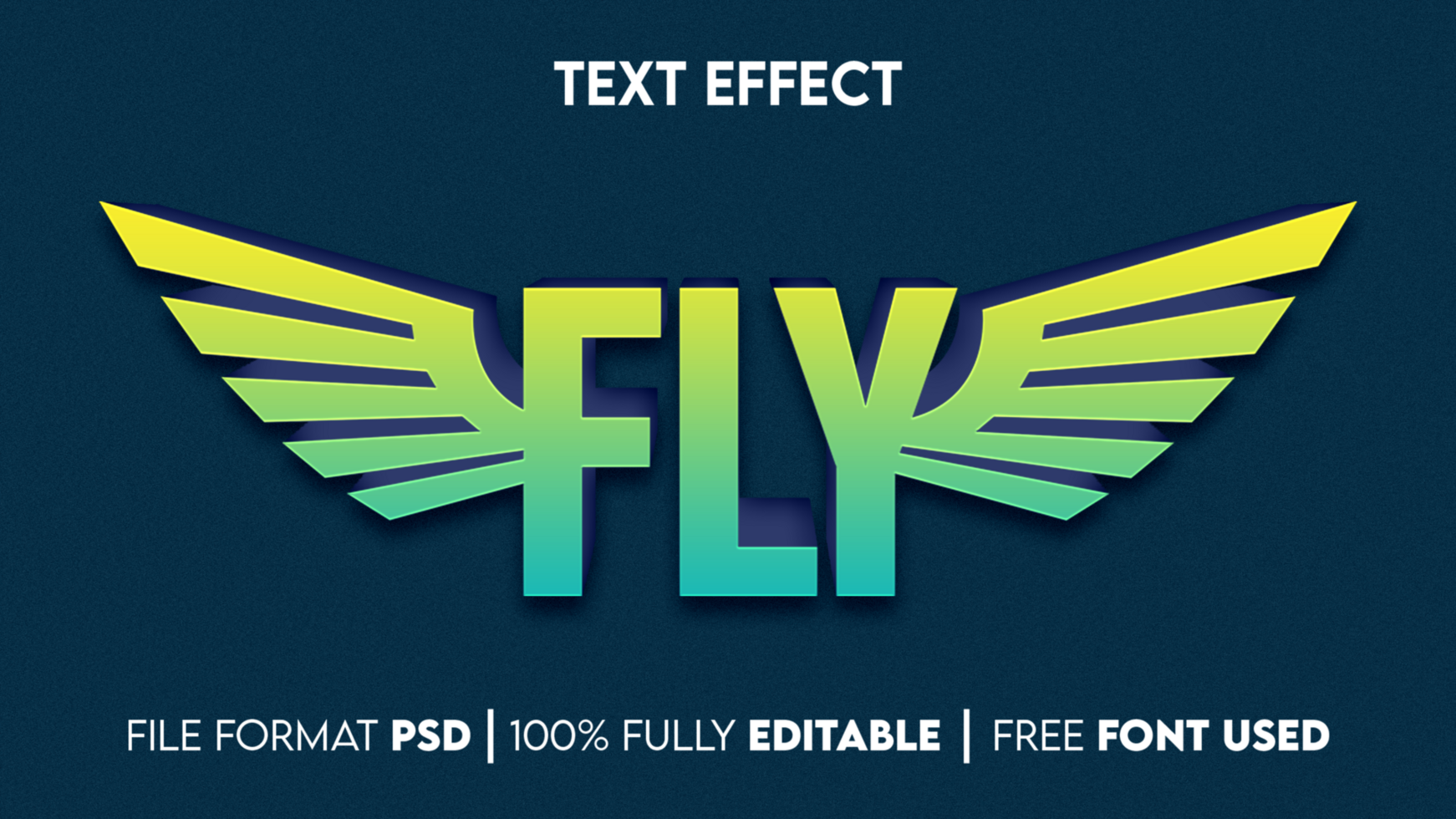 Fly text effect with Blue background psd