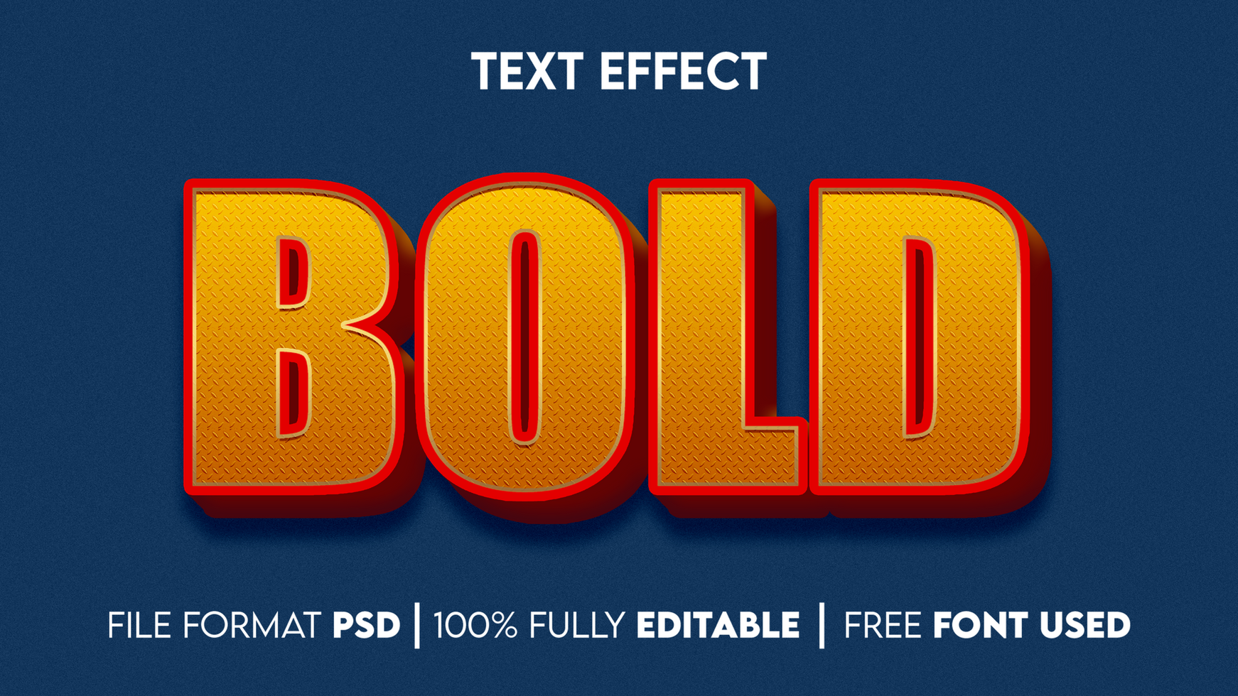 Bold text effect with blue background psd