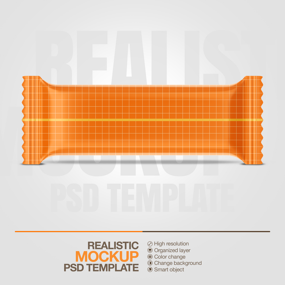 Realistic plastic bar wafer mock up template lay down psd