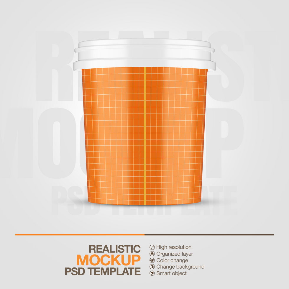 Realistic plastic bucket mock up template psd