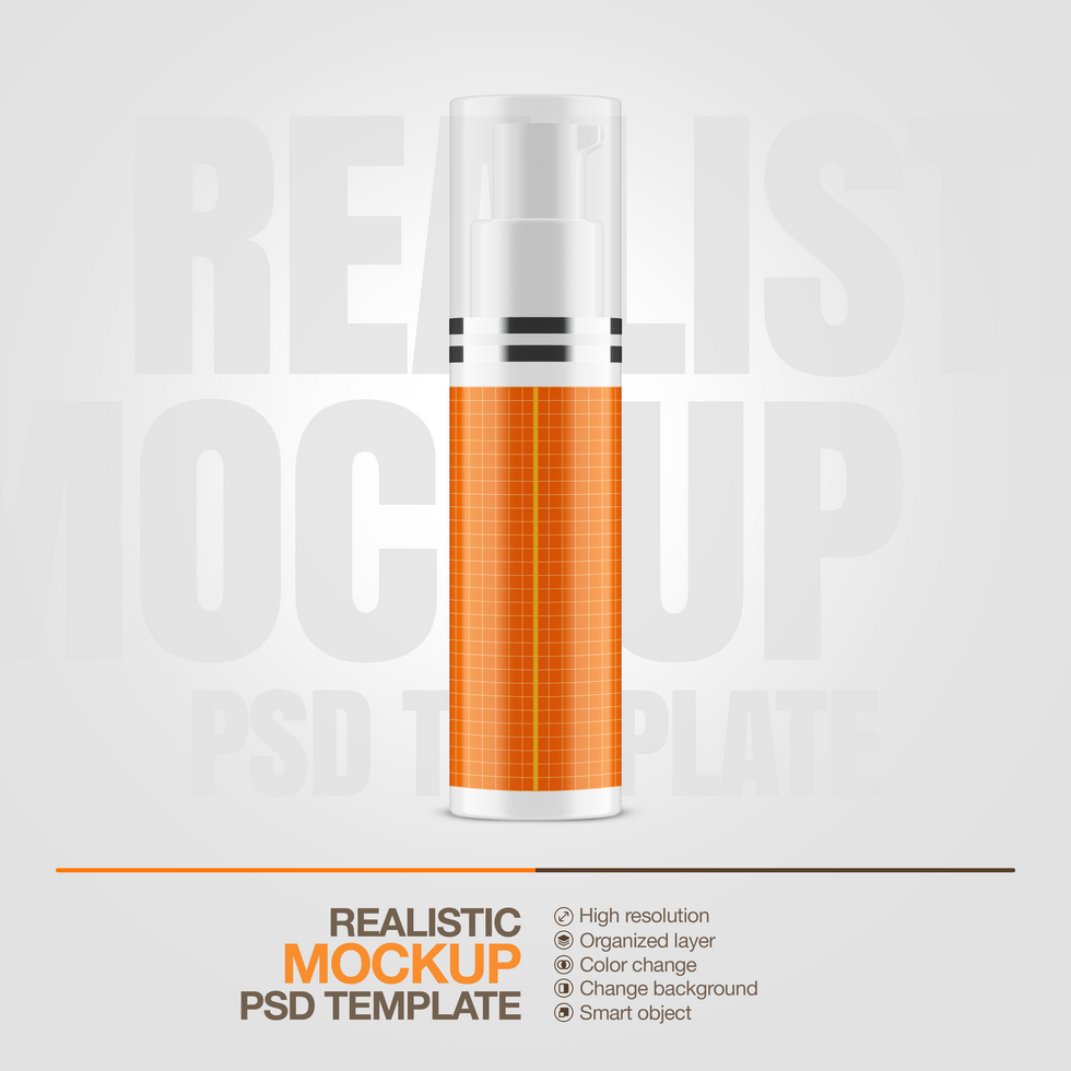 Realistic plastic bottle mock up spray template with double ring psd