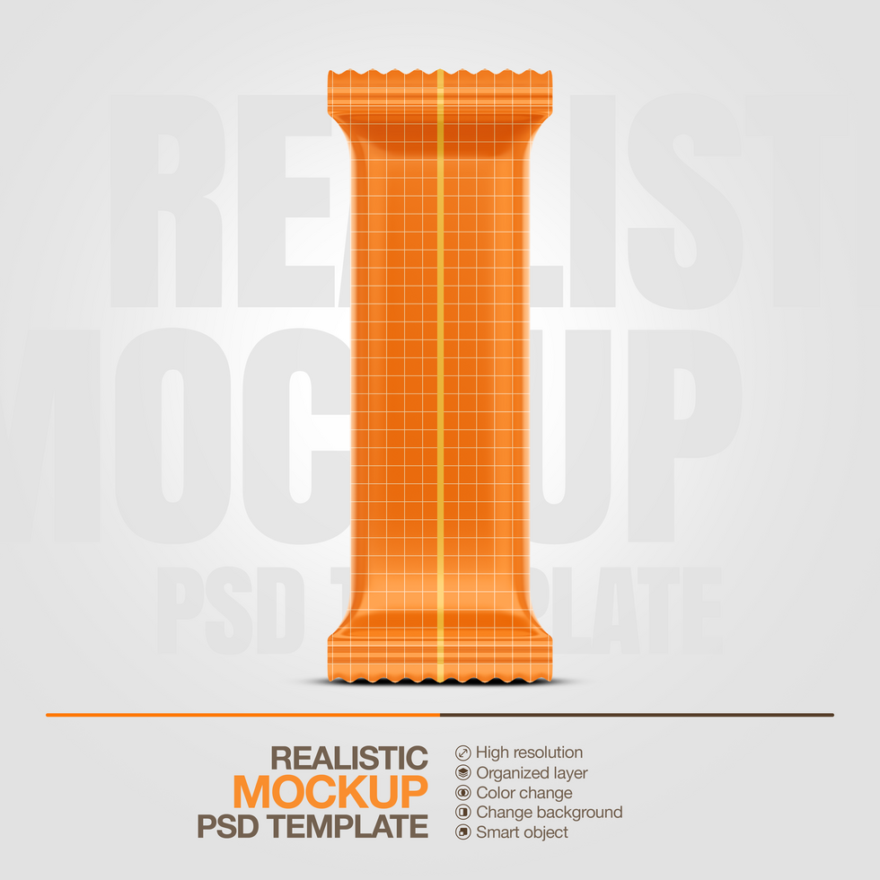 Realistic plastic bar wafer mock up template stand up psd