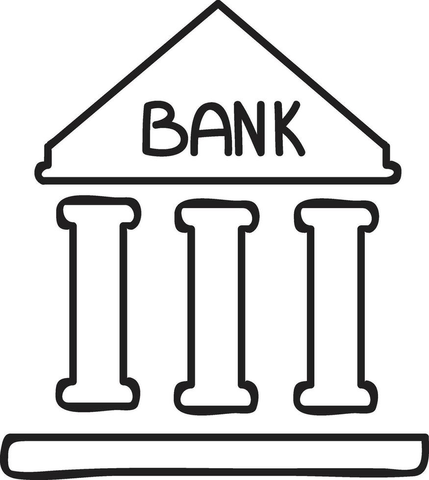 Bank icon line art vector