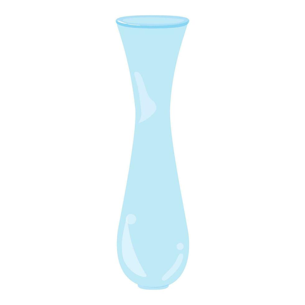 linda transparente azul vaso flor florero, frasco. aislado en blanco fondo, plano diseño, eps10 vector